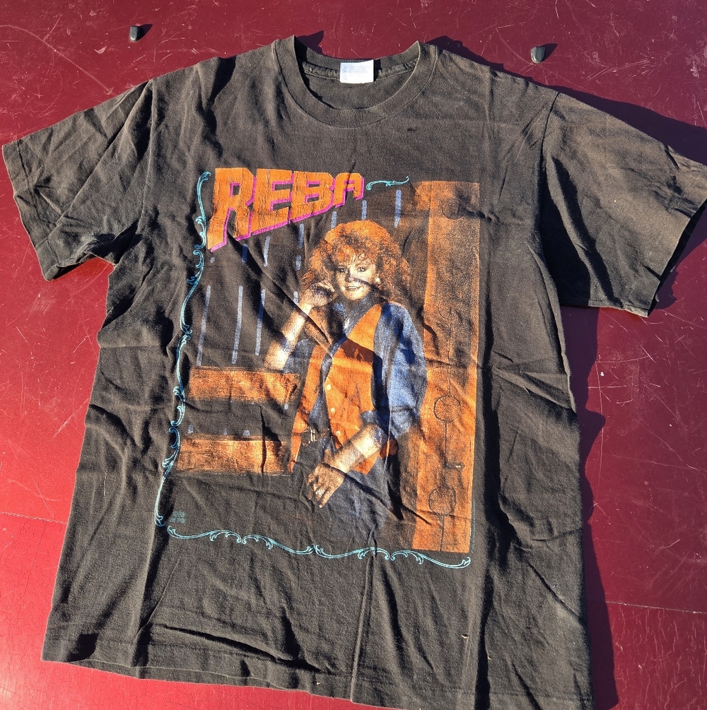 1992 Reba Mcentire On Tour Single Stitch T Shirt Black Size L Stables-RARE!